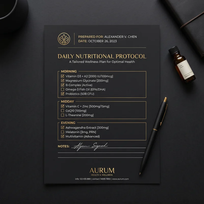 Personalized supplement protocol document